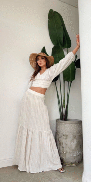 Falling for You High-Waisted Tiered Maxi Skirt