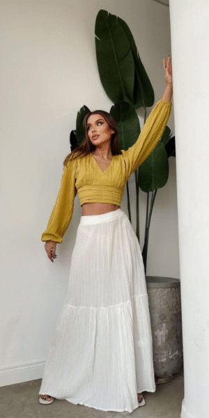 Falling for You High-Waisted Tiered Maxi Skirt