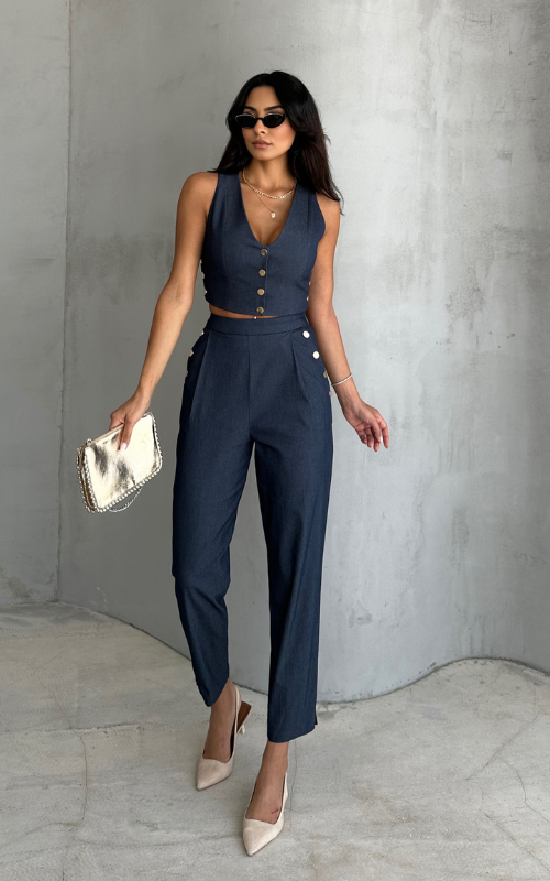 Golden-Trim Trousers - Image 4