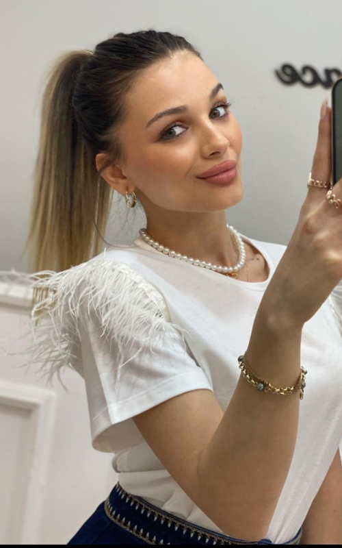 Feather-Embellished T-Shirt